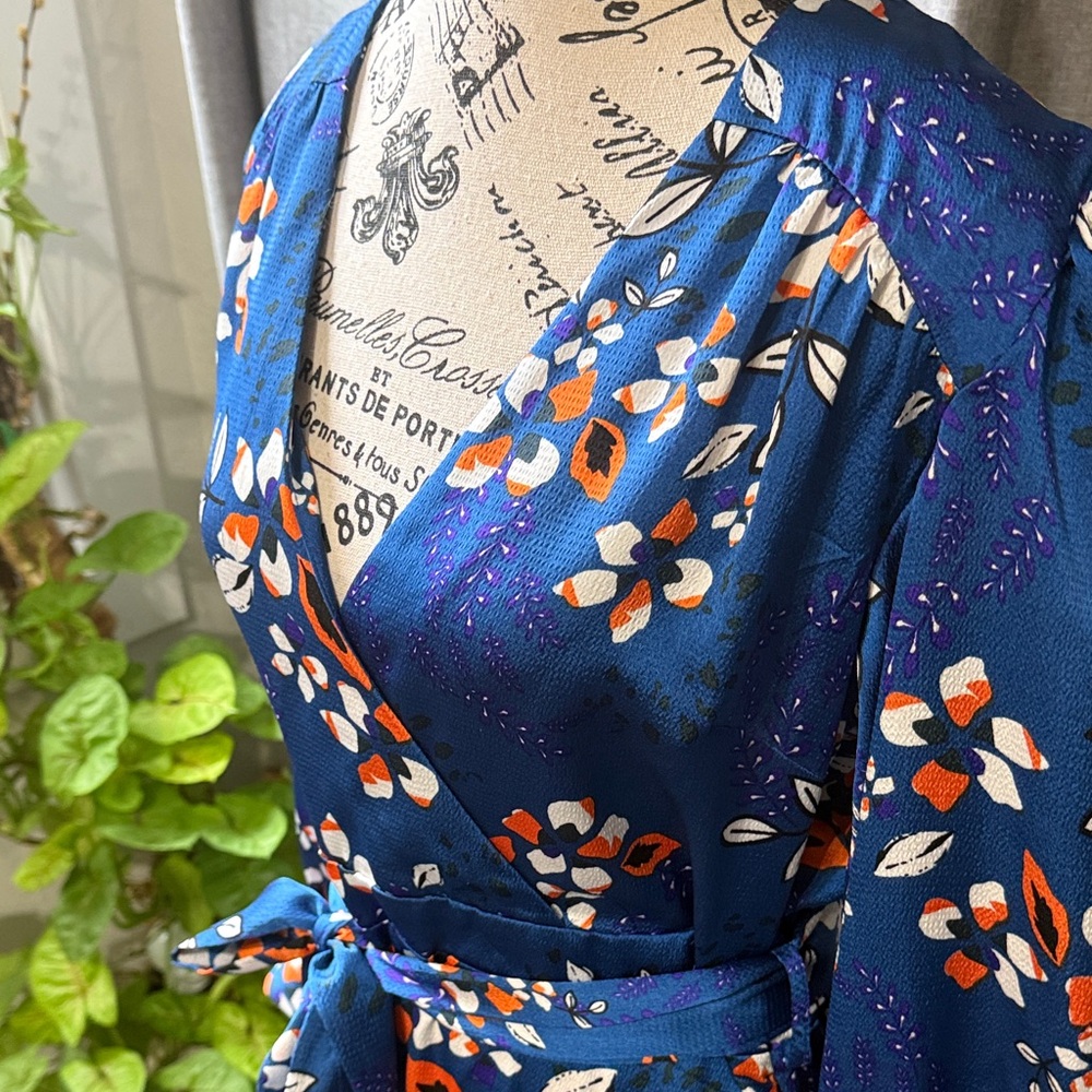 Floral high-low Dress - Blue and Orange - Picture 6 of 7